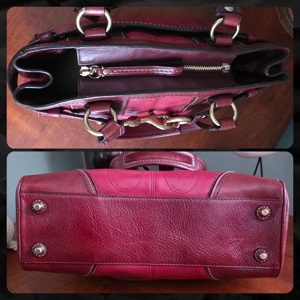 Coach 10226 Hamptons Clip Signature Embossed Red Leather Satchel Y2K Vintage - Picture 10 of 16